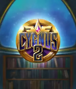 Discover the enchanting visuals of Cygnus 2 Slot by ELK Studios, featuring a luxurious emblem with a bright color scheme. With a backdrop of a celestial library setting, this image evokes the essence of adventure and mystery. 